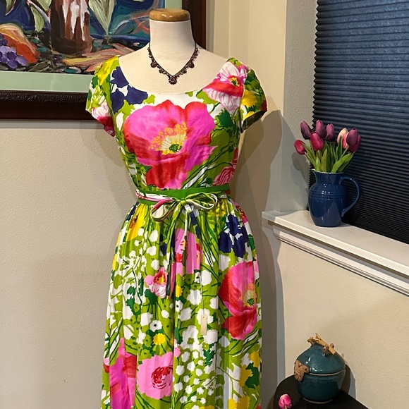 Englantine Rose Floral Print Long Gown / Maxi Dress by Bergdorf Goodman -  S - Picture 13 of 16